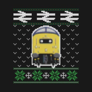 Christmas Train Ugly Sweater Jumper Style Locomotive T-Shirt