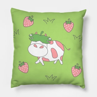 Happy Strawberry Cow Pillow