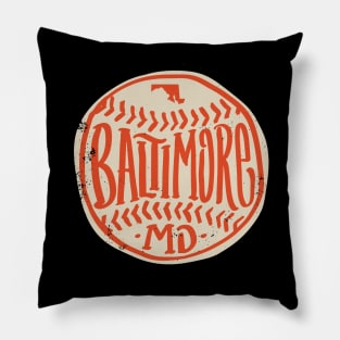 Hand Drawn Baseball for Baltimore with custom Lettering Pillow