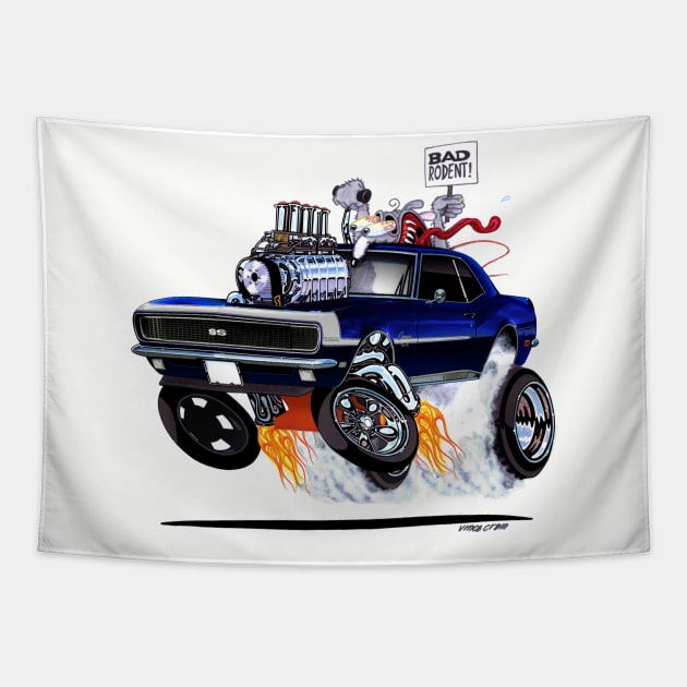 RAT POWER 1968 Blue Camaro Tapestry by vincecrain