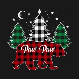 Paw Paw Bear Buffalo Red Plaid Matching Family Christmas T-Shirt