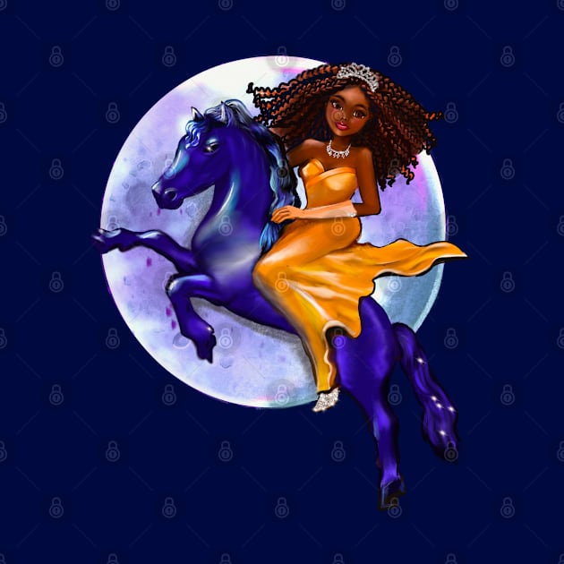 Royal Black queen Melanin Black woman anime girl princess on horse ! moon black girl with Afro hair in braids,dark brown skin by Artonmytee