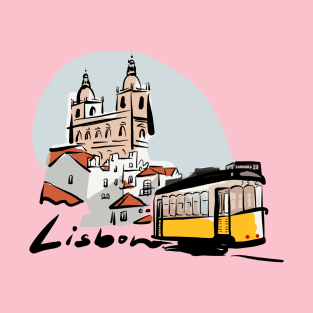 Lisboa Tram and Cathedral T-Shirt