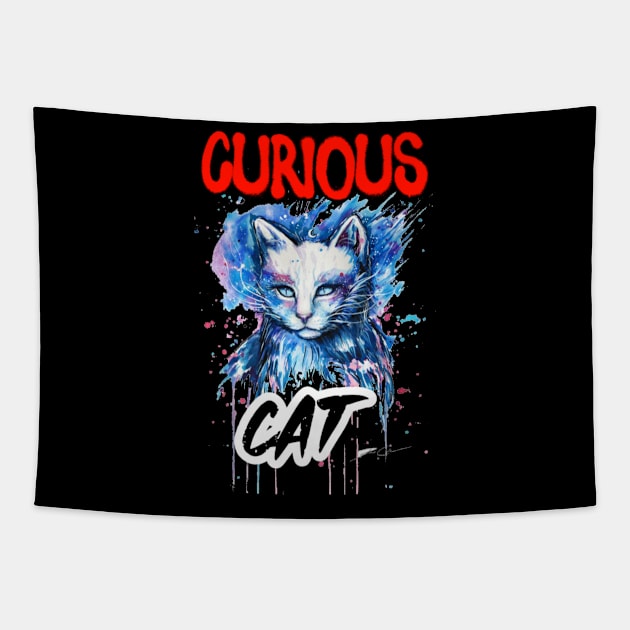 Curious Cat.Mug,Kids T-shirt, Hoodie, Men Women Tapestry by Farhan S