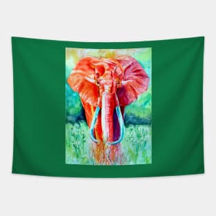 Elephant in Red Tapestry