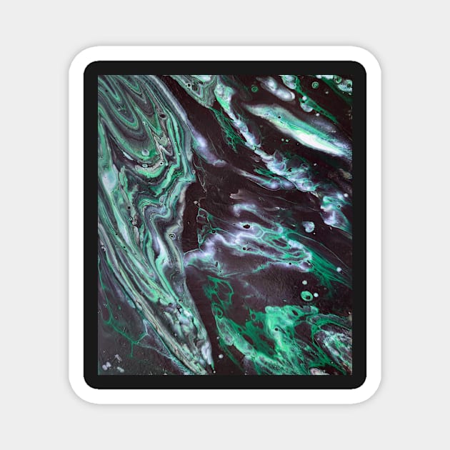 Nephrite Night Tide - Abstract Acrylic Pour Painting Magnet by dnacademic