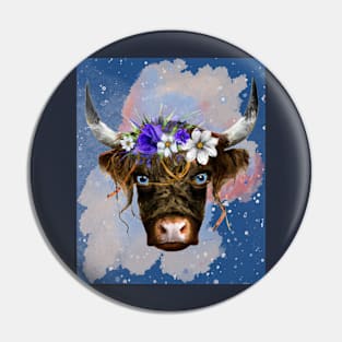 Highland Cow Cattle Artwork Pin