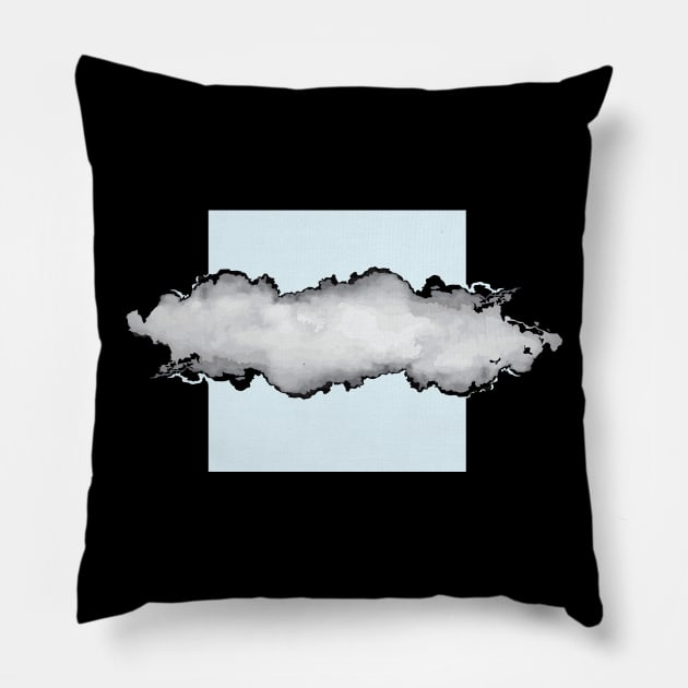 Light Blue Gray and Black Graphic Cloud Effect Pillow by fivemmPaper