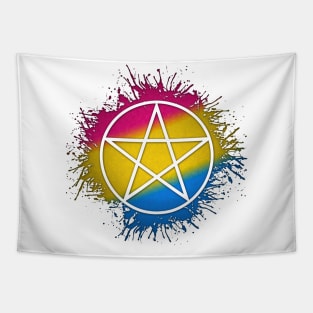 Paint Splatter Pansexual Pride Pentacle Symbol Tapestry