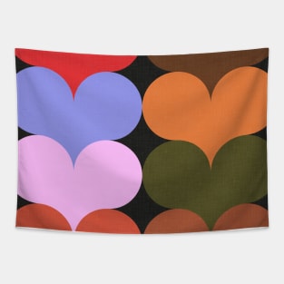 Groovy Geometric Decor - Retro Heart Shapes No.002 / Nostalgic Shades Tapestry