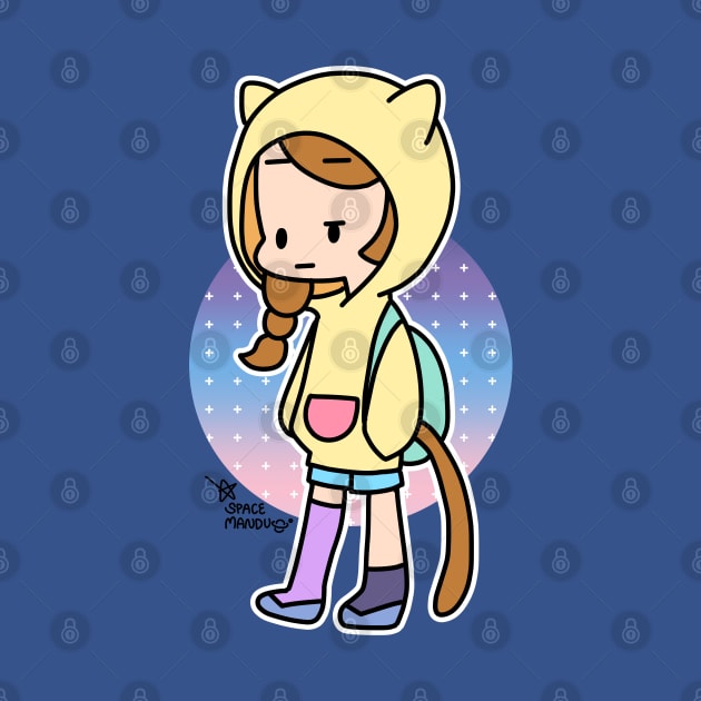 Girl in yellow cat hood by spacemandu