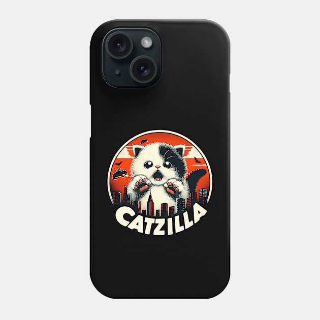 CATZILLA - Cute & Fierce Kitty Overlooking the City Phone Case by ANSAN