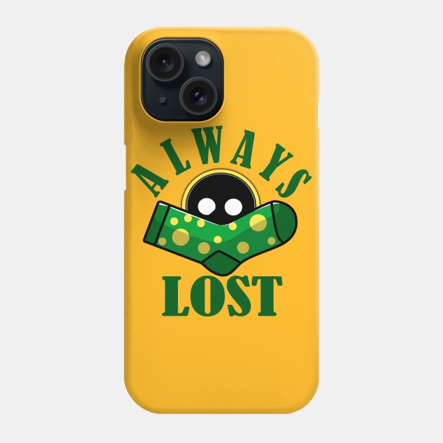 Always lost green sock with yellow dots and mean washing machine face Phone Case by alcoshirts