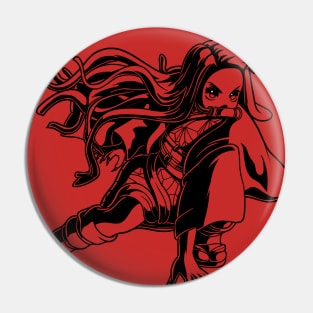 Demon Slayer Kamado Nezuko Action Line Art Pin