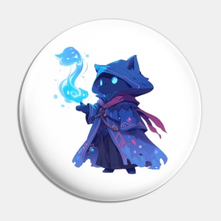 Cute Blue Mage Cat Hero Pin