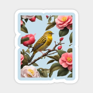 Alabama State Bird Yellowhammer And Camellia Magnet