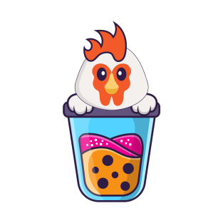 Cute chicken Drinking Boba milk tea T-Shirt