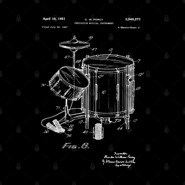 Drum Player Patent Print 1951 by MadebyDesign