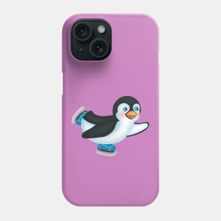 Cute penguin ice skating happily Phone Case