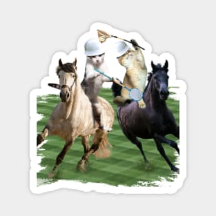 Cat Playing Polo Cats Riding Horse Funny Magnet