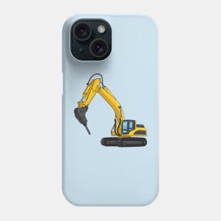 Breaker excavator cartoon illustration Phone Case