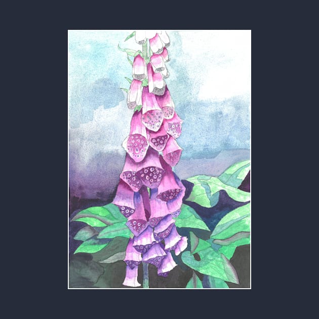 Foxglove watercolour flower painting by esvb