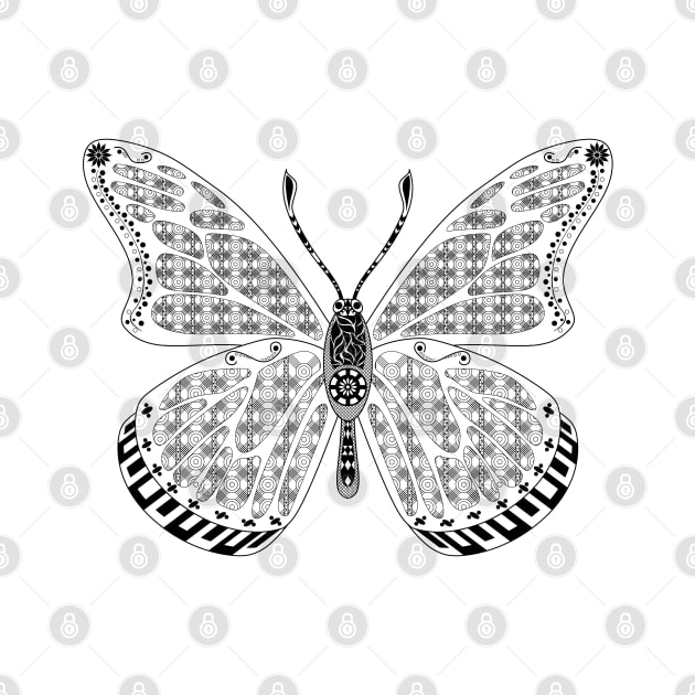 butterfly in wisdom of wonders ecopop wallpaper art tribal zendoodle of flowers 2 by jorge_lebeau