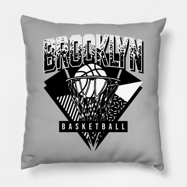 Brooklyn Basketball 90s Throwback Pillow by funandgames