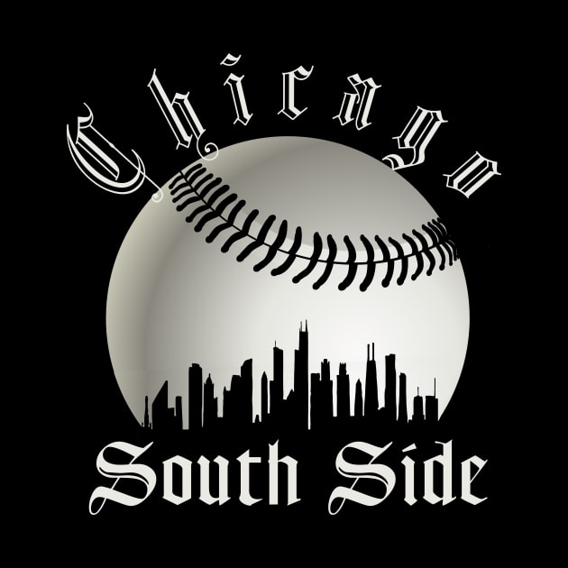 Vintage Chicago City Skyline White Baseball South Side S.O.X by justiceberate