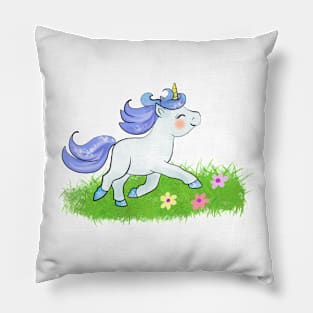 Little bunny blue unicorn Pillow