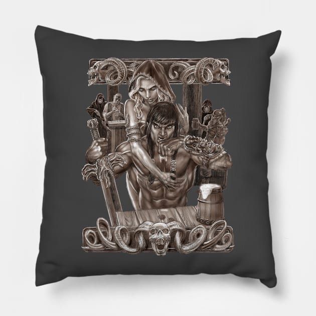 Barbarian Brew Pillow by AyotaIllustration