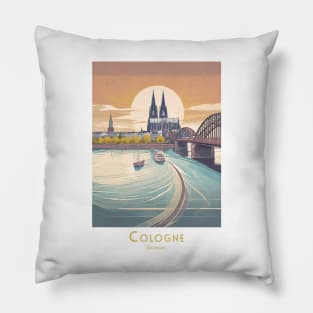 Sunset Over Cologne in Germany Pillow