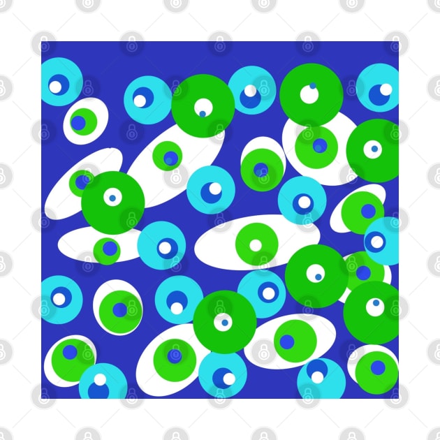 Ode to Summer - abstract in Blues and Greens and White by Krusty