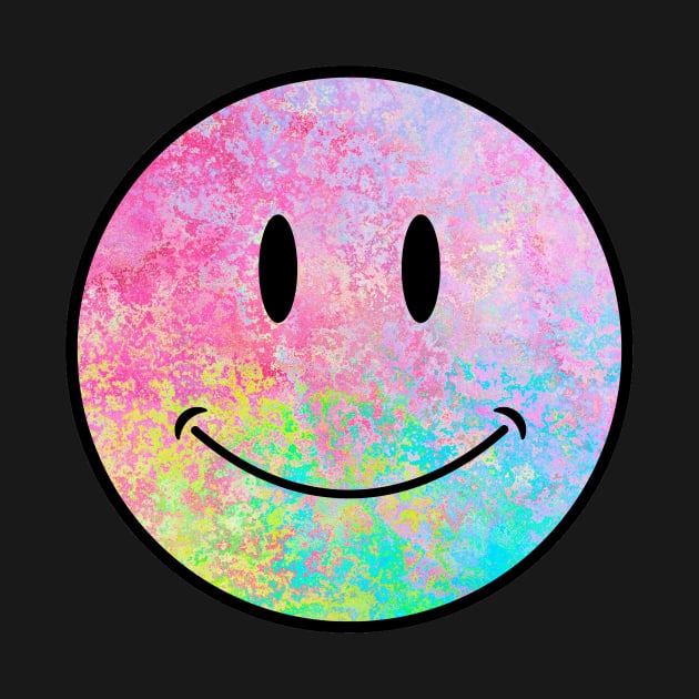 electric neon psychedelic splatter smiley face by opptop