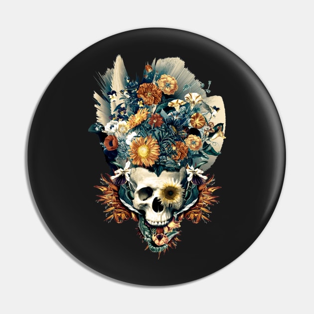 Skull and Flowers Pin by rizapeker