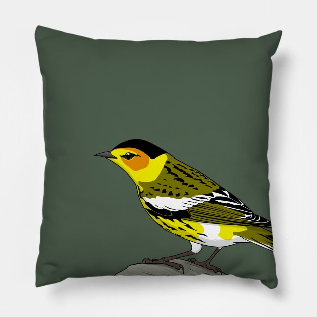 Cape May Warbler Pillow by Feathered Focus