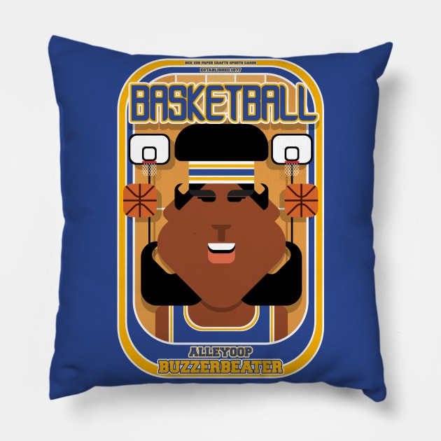 Basketball Blue Gold - Alleyoop Buzzerbeater - Aretha version Pillow by Boxedspapercrafts