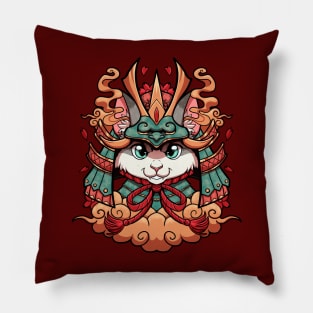 Samurai neko cat furry Pillow