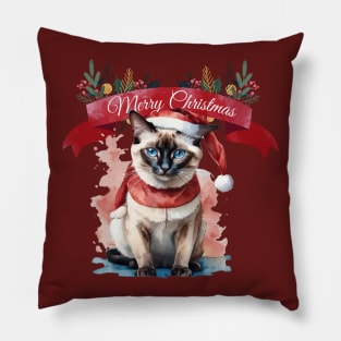 Siamese cat santa 1 Pillow