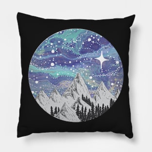 Mountain Circle- Galaxy Sky- Nature Sticker-Cute Sticker-Gifts Pillow