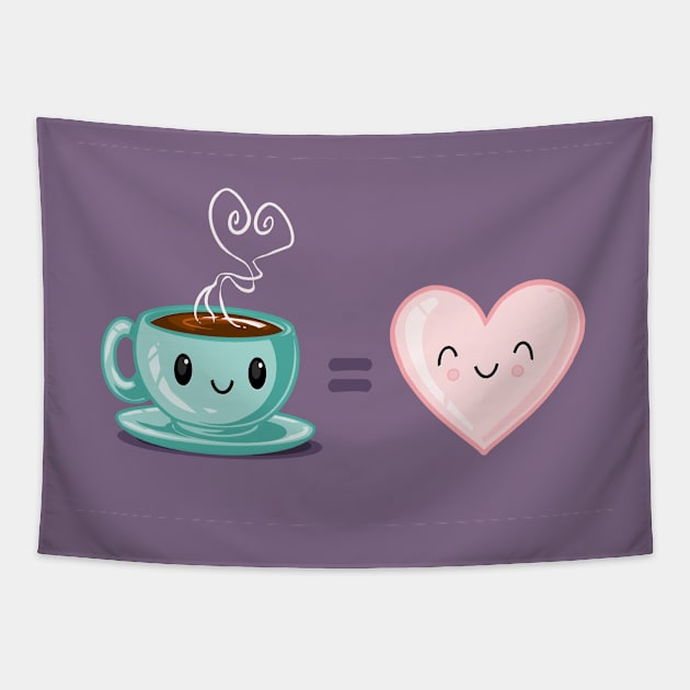 Coffee Equals Love Coffee Math Tapestry by ElephantShoe