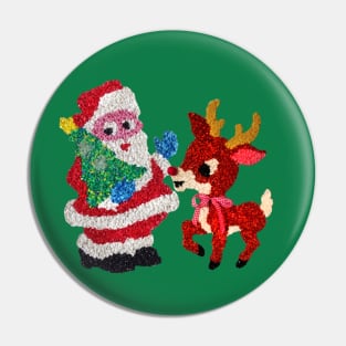 Santa & Rudolph 70s Melted Plastic Popcorn Pin