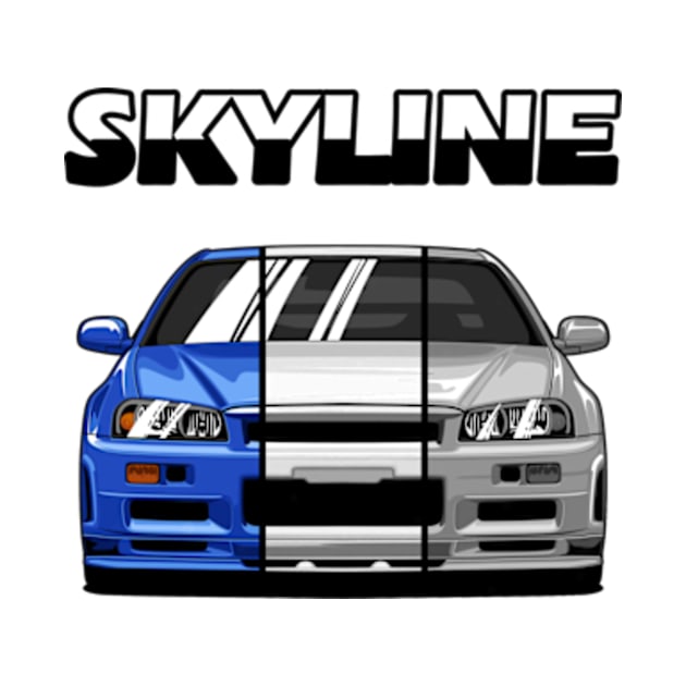 Nissan Skyline r34 GTR White Grey and Blue, JDM Car by T-JD