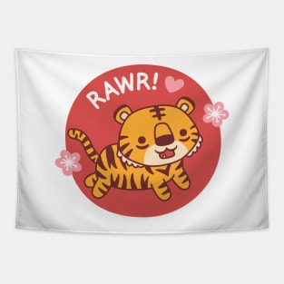 Cute Tiger Goes Rawr Tapestry