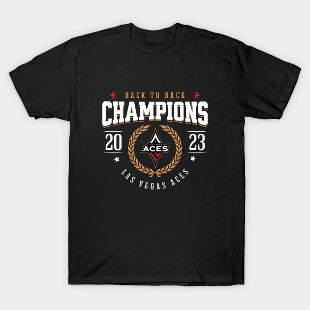 GasparArts Las Vegas Aces WNBA Back to Back Champions 2023 T-Shirt