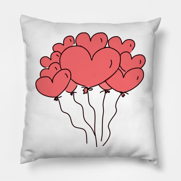 Adorable Heart Balloons Doodle Pillow by Korry