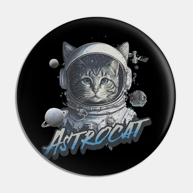 Cute Kitty AstroCat Pin by PlayfulPrints