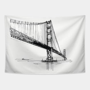 Golden Gate Bridge drawing Tapestry