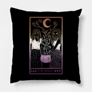 Midnight Margarita Moon - tarot card sapphic sunset pastel Pillow