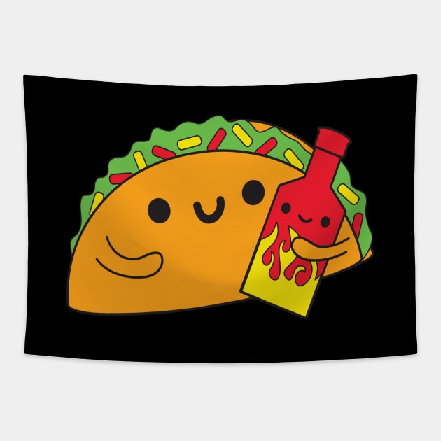 Taco Loves Hot Sauce Tapestry by BoredInc